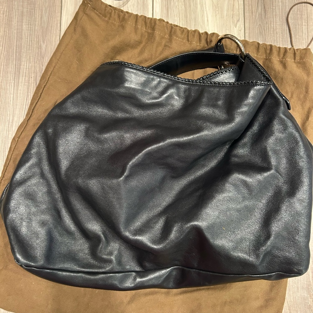 Gucci Leather Chain Horsebit Accent Large Hobo Shoulder Bag Black 100% Authentic - Picture 12 of 12